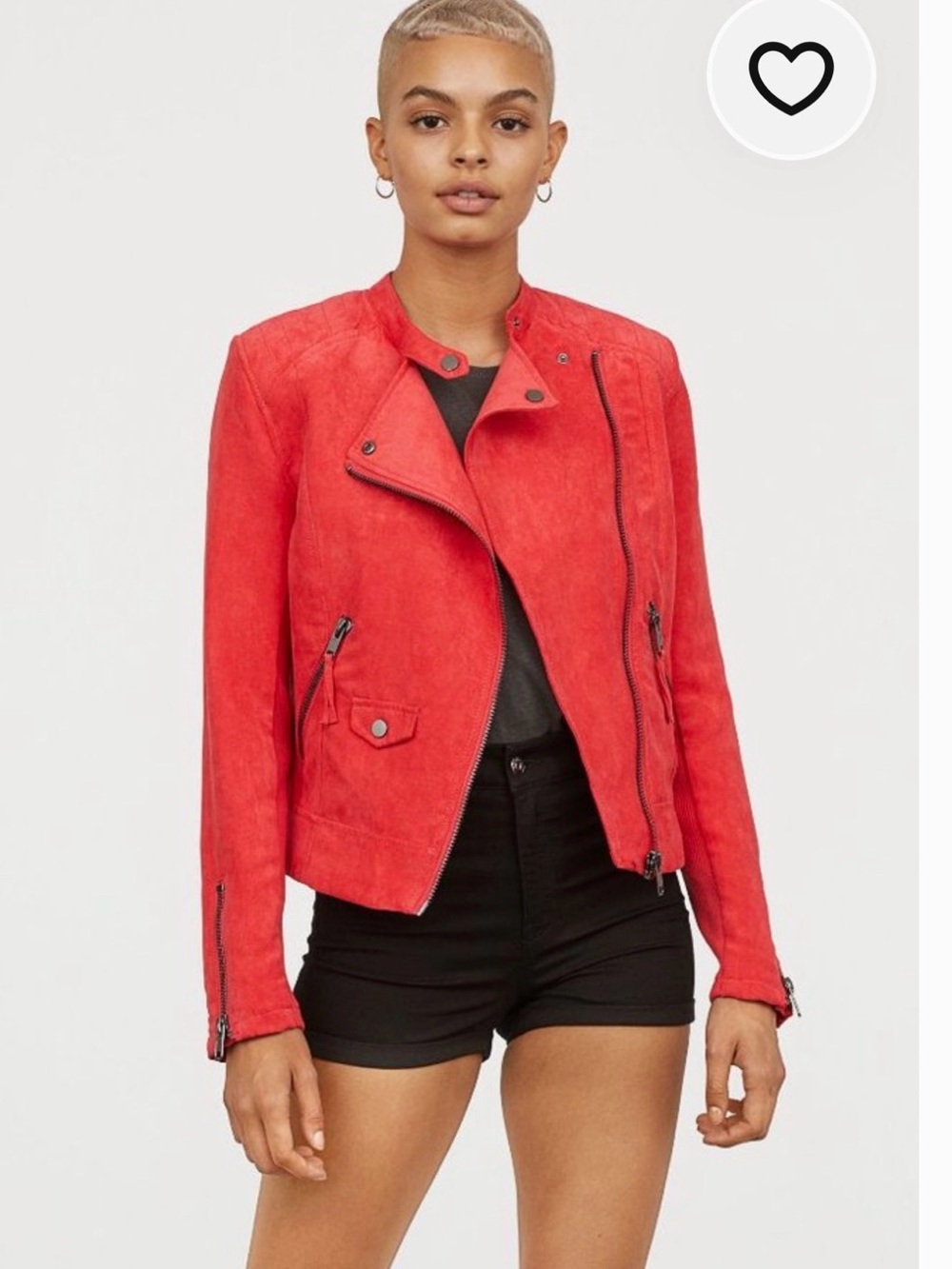 Divided Red Suede Moto Jacket